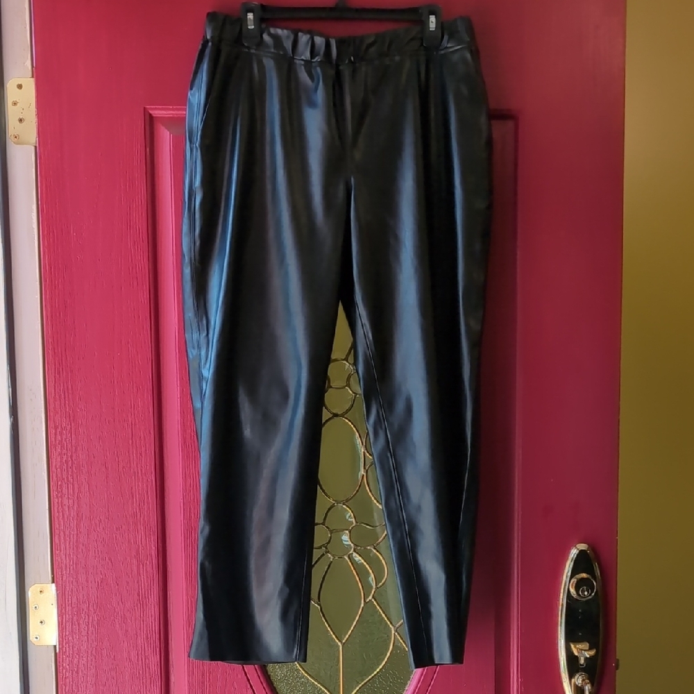 Alfani Women's Vegan Leather Raw Hem Pants